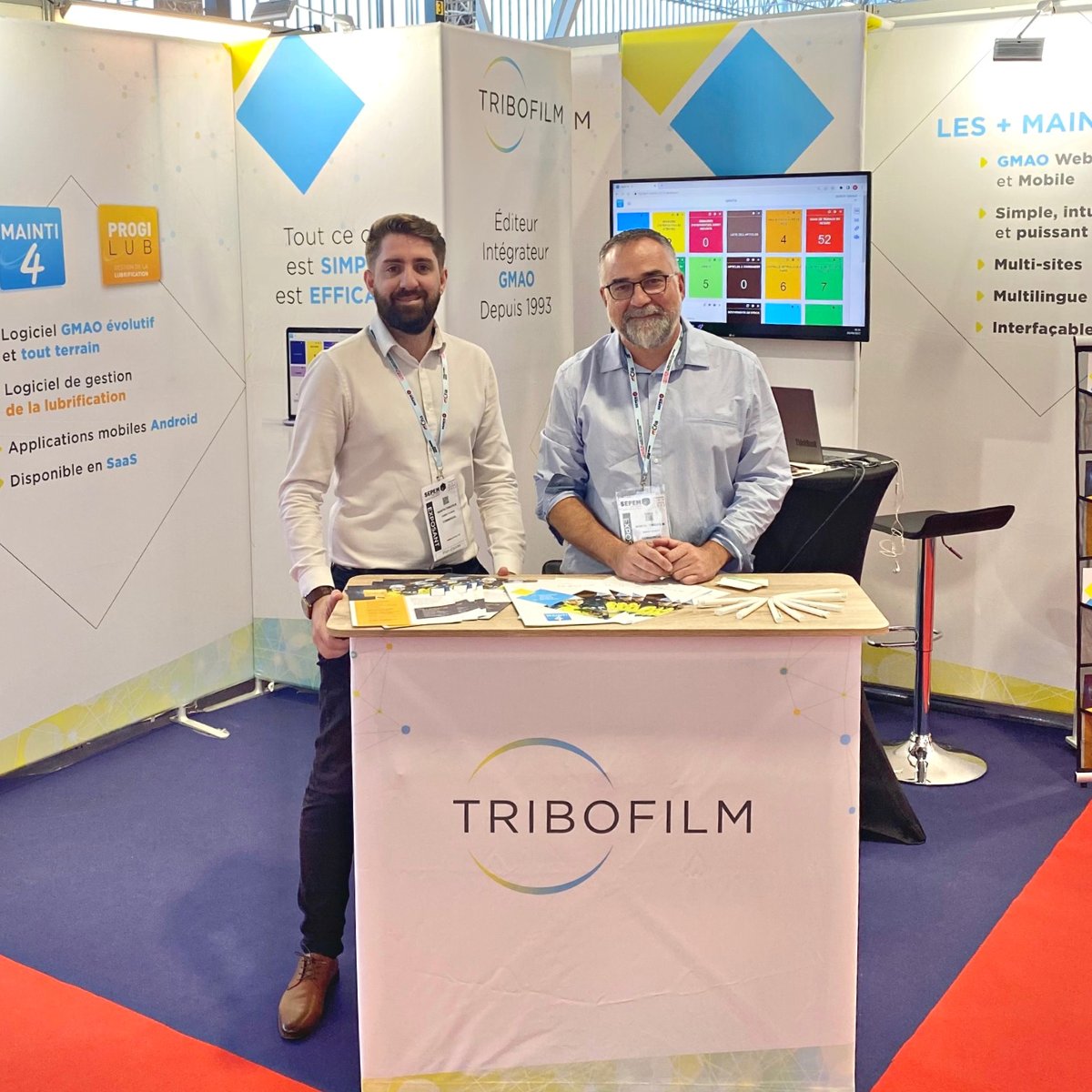 TRIBOFILM's tweet photo. Jour 2 pour profiter du salon @sepemindustries de Toulouse ! 🚀

Venez à la rencontre de notre équipe au stand F21.

Toujours avec le sourire, Florian et Benoit sont impatients de pouvoir échanger avec vous 😉

#gmao #sepem #maintenance #salon #evenements https://t.co/N4WWG8pccI