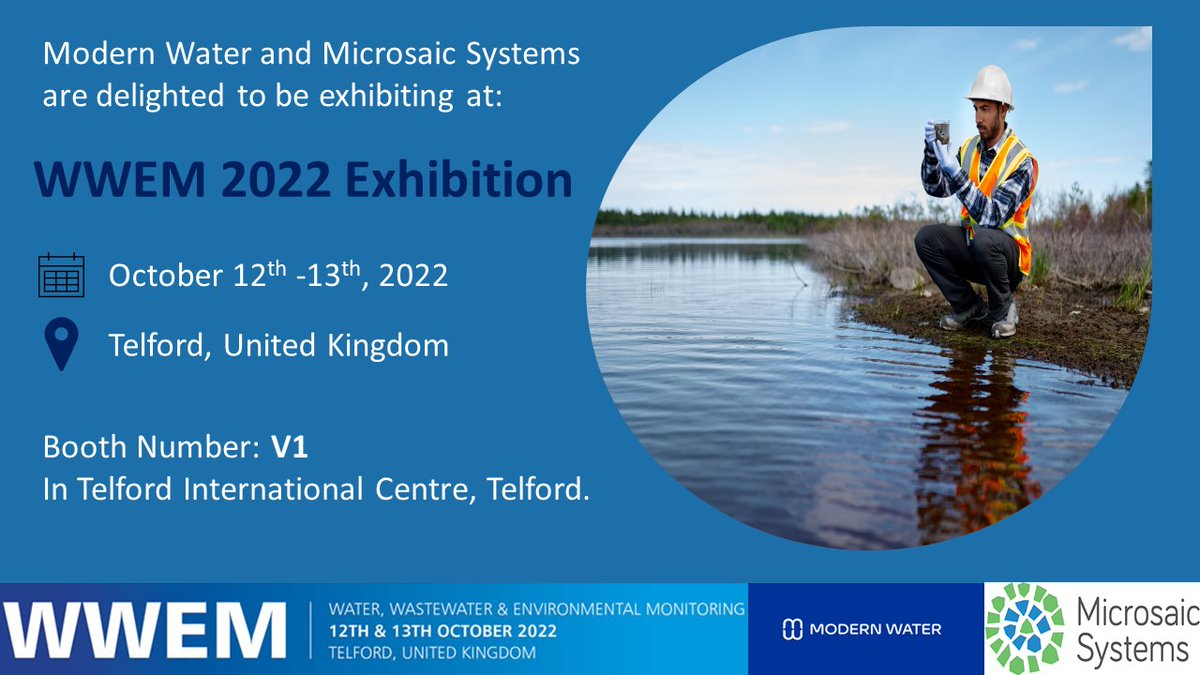 Modern Water is delighted to join Microsaic in Telford for WWEM 2022. Modern Water will be exhibiting its new MicroTrace portable analyzer, Microsaic forever chemical analyzer and much more. Register today and join us in Telford, from October 12-13, 2022. zcu.io/dt3X