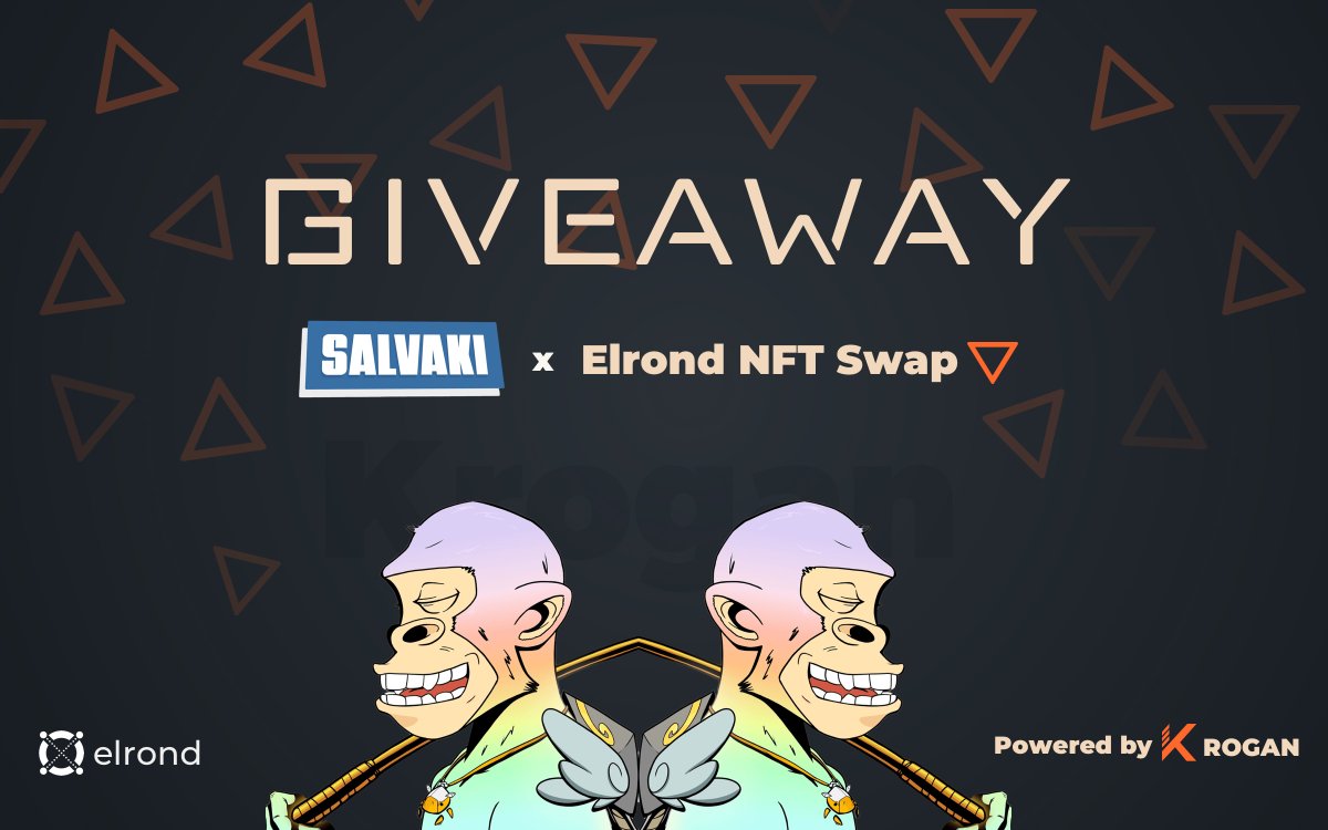 KroganSwap's tweet photo. #ElrondCommunity, to celebrate the Salvaki new collection we partnered up for an #NFTGiveaway 🥳🍀

🎁Win 1x #Salvaki NFT 🎁

✅Follow @ElrondNFTSwap &amp; @SalvadorianApe 
✅RT &amp; 🧡
✅Tag 3 friends

Visit @SalvadorianApe on @ElrondNFTSwap👇:

https://t.co/KL9j4mxxoc

⏳ Ends in 48h https://t.co/ZcTHbSQdSE