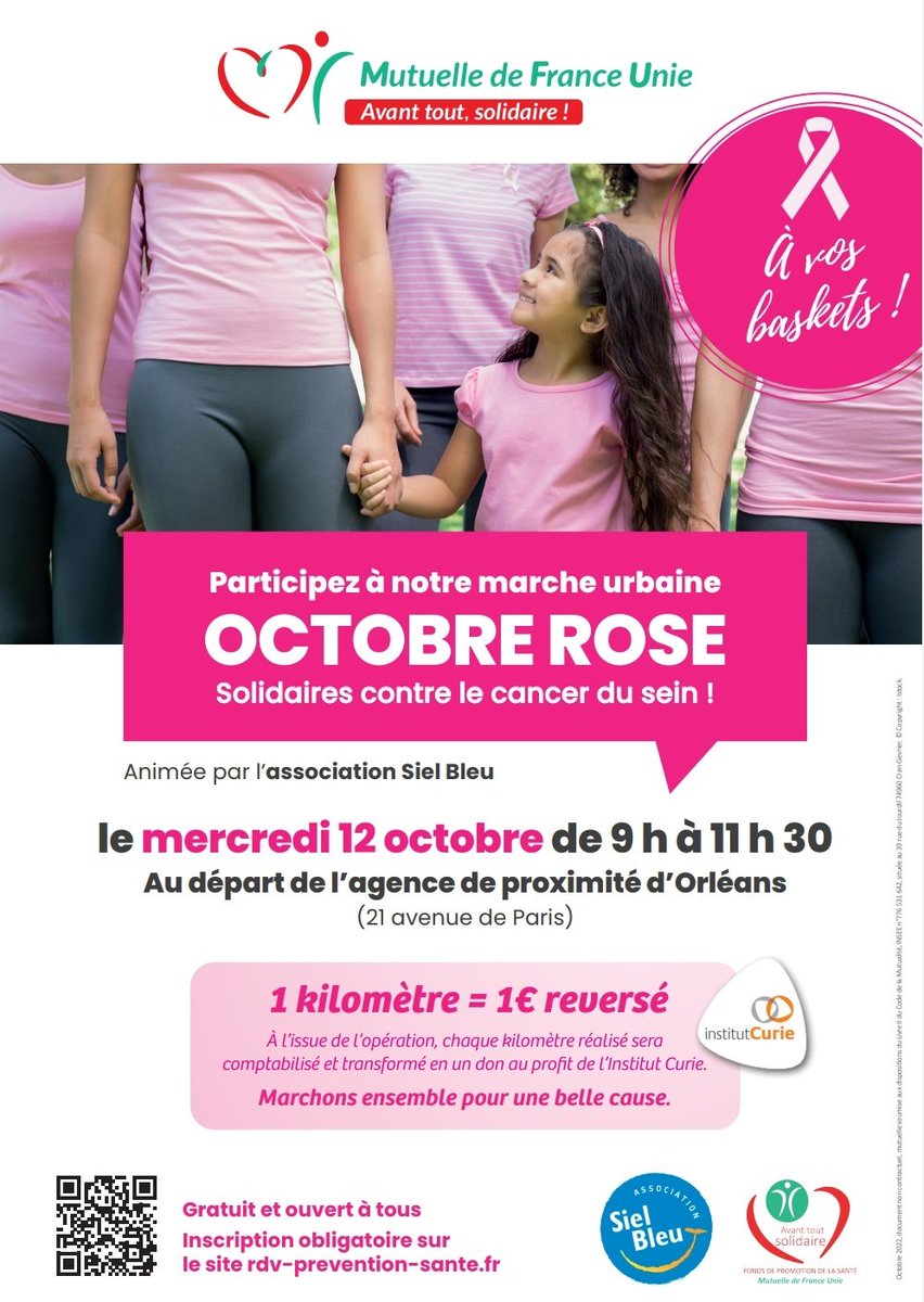 Envie de #bouger pour une bonne cause?
Inscrivez-vous à la #MarcheUrbaine du 12 octobre à #Orleans 
Avec <a href="/sielbleu_45/">Siel Bleu 45</a> 
<a href="/institut_curie/">Institut Curie</a> 
<a href="/MutuelleFUnie/">MutuelledeFranceUnie</a>