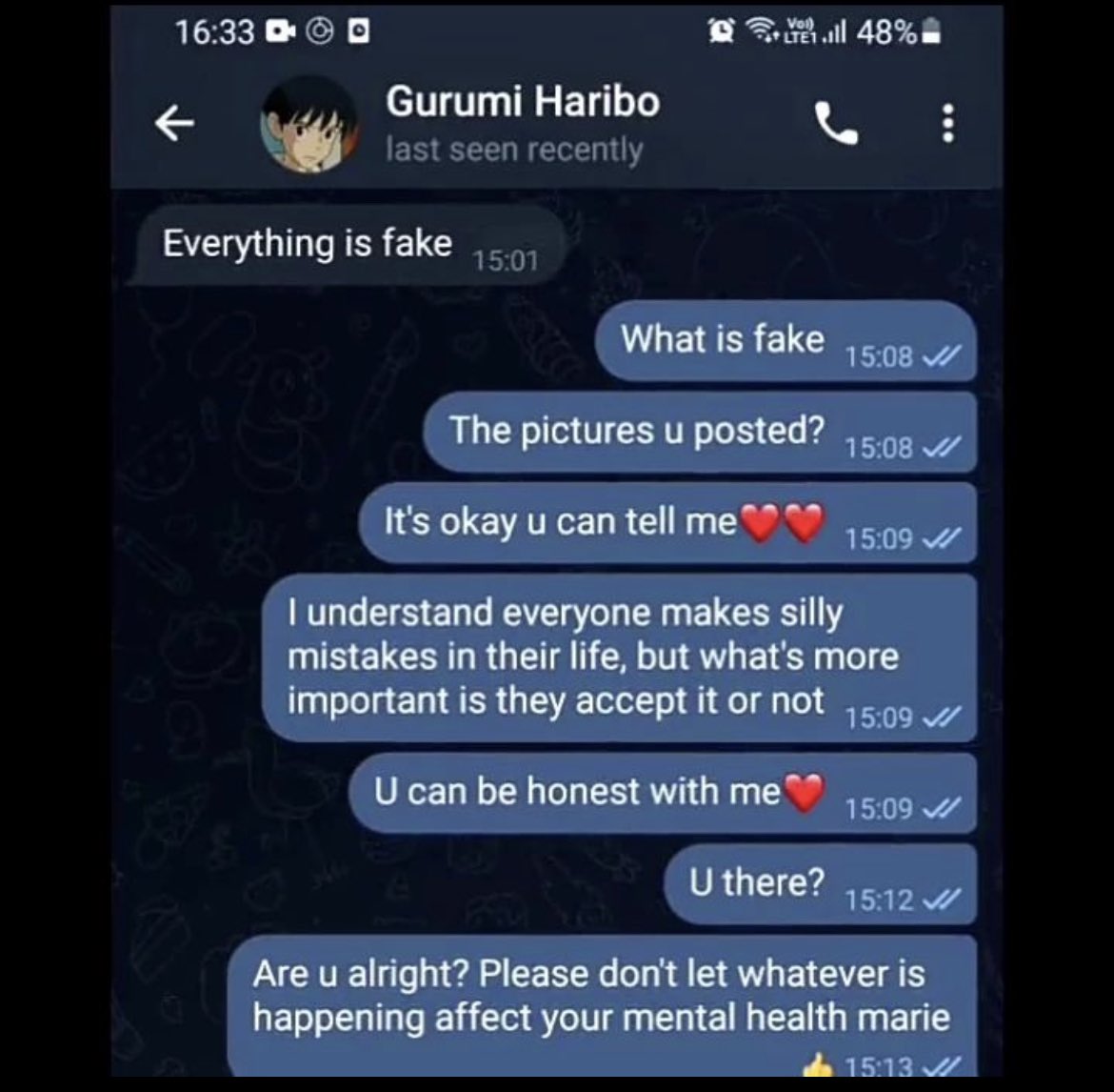 denialstfu's tweet photo. Anyone can fake their telegram name..
I saw a lot of ppl in telegram with the same name and pic of gurumi . They are all fake ! The real gurumi is on “ Jennie and Taehyung “ gc his user is @/gurumiharibo …
He’s a hacker
#savejennie #savetae #taennie #jennie #V https://t.co/S3QSqdjXDj