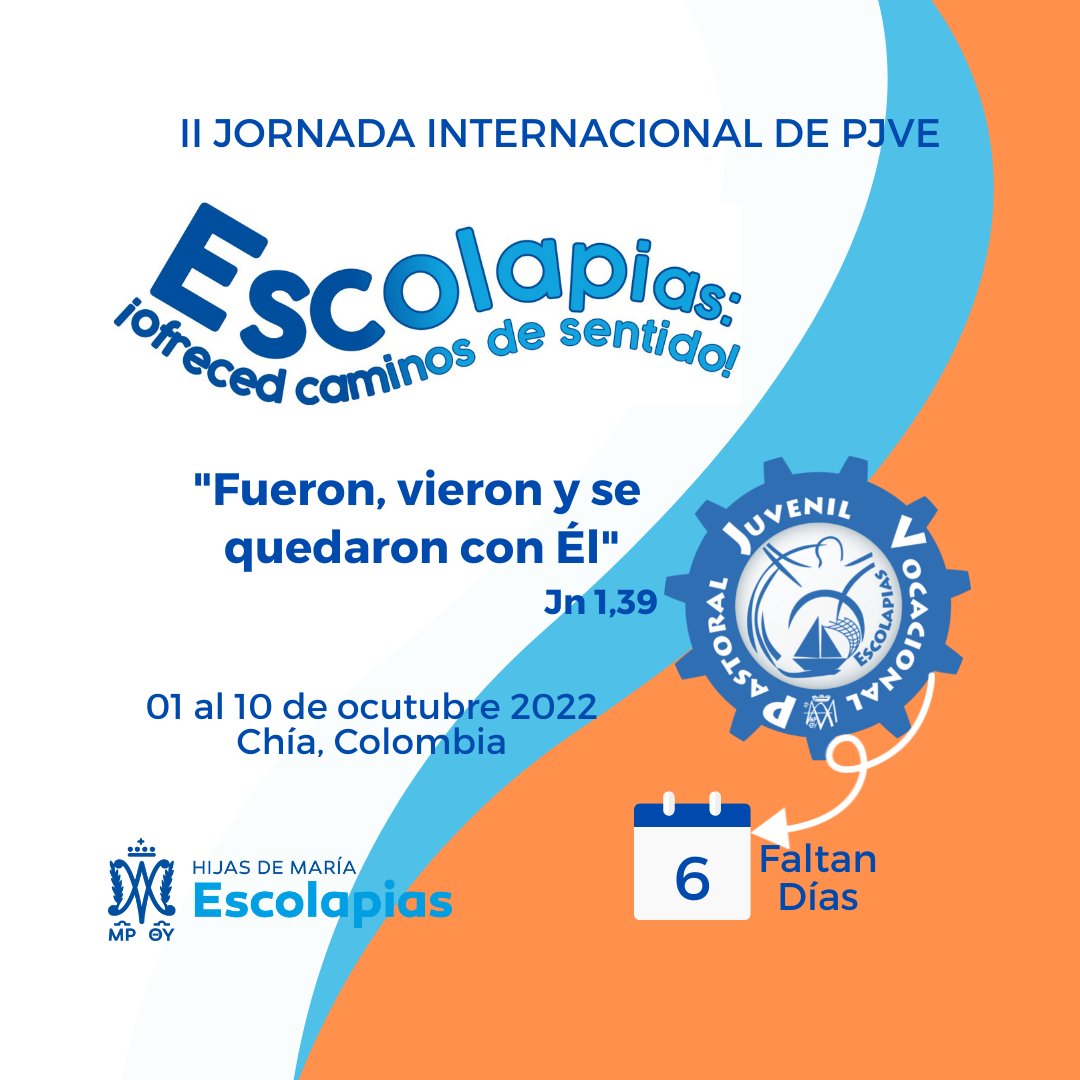 hmrescolapias's tweet photo. Se acerca el día de empezar la II Jornada Internacional de Pastoral Juvenil Vocacional Escolapias. Contamos con vuestra oración.
@provpaulamontal @MMEscolapias @PastoralEscola3 @pijarki @Escolapiasb @SPiariste
#escolapias #escolapiascgeneral #venyveras
#atreveteacaminar #jóvenes https://t.co/lqacJND9zU