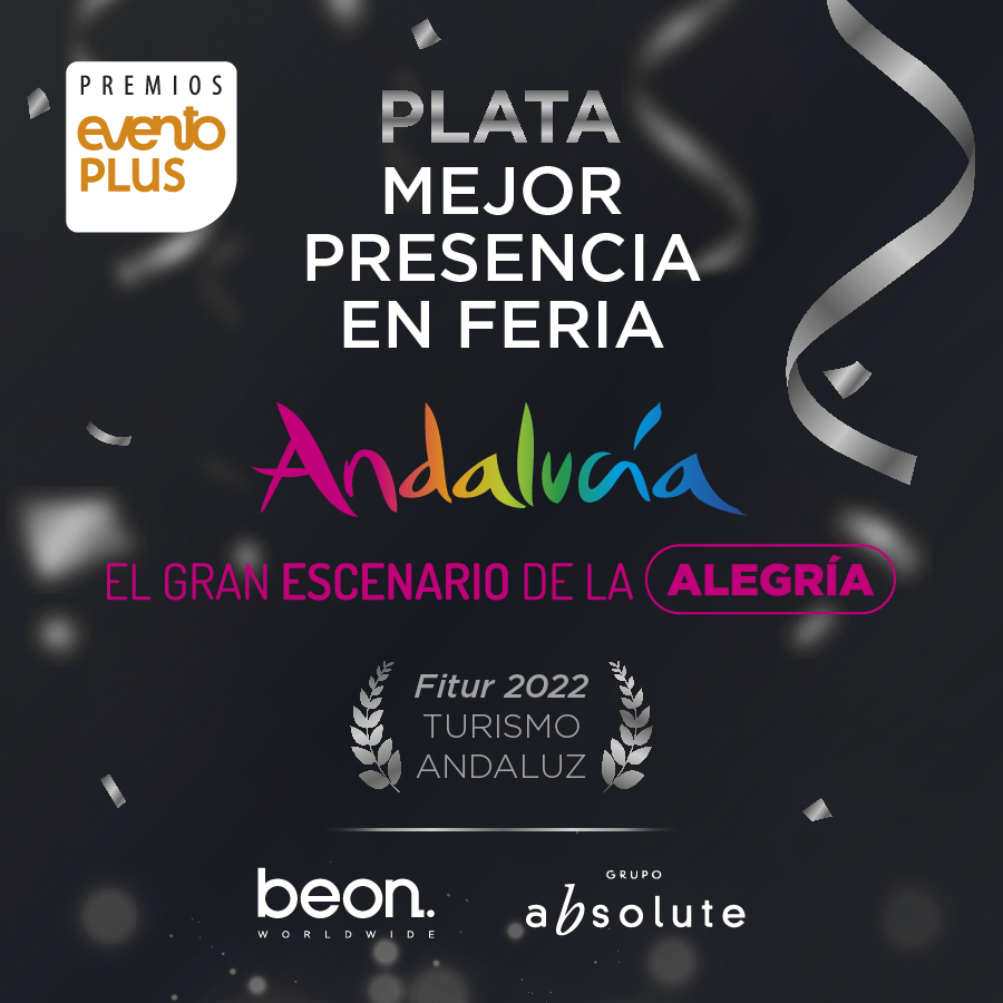 beonworldwide's tweet photo. #premioseventoplus🥈| El pabellón de #Andalucía en @fitur_madrid 2022 se lleva la plata en la categoría 'Mejor presencia en feria'. Gracias por premiar esta producción de la UTE AB+ (@beonworldwide/  @GrupoAbbsolute).

👀vídeo https://t.co/6eQAYVIKur

@andalucianet @TurismoAND https://t.co/tJ3GEl6eQb