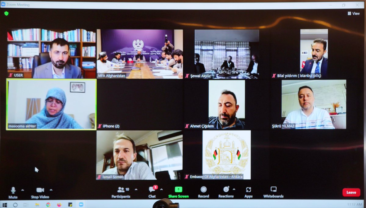 The Department of Economic Affairs of MoFA in cooperation with the Afghan Embassy in Türkiye held an online meeting to discuss bilateral economic opportunities. 

The meeting included the head of economic affairs of the New Welfare Party &amp; representatives of