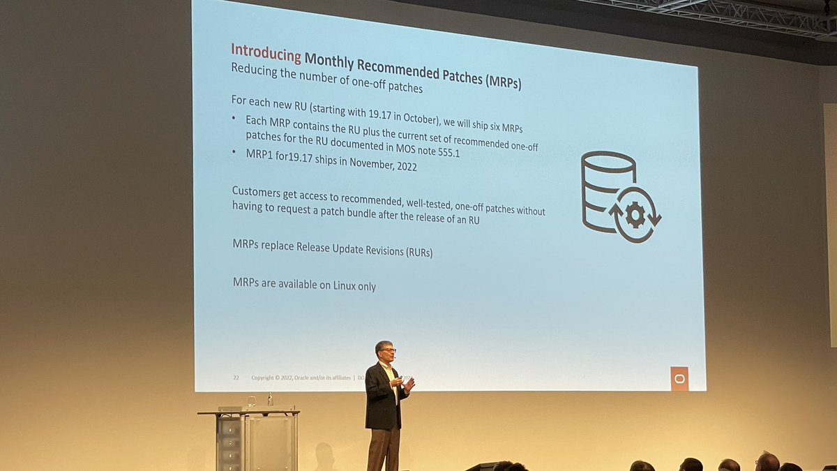 MikeDietrichDE's tweet photo. If you want to learn and hear more about MRPs and Patching Secrets, then stay in room TOKIO at @DOAGeV now after Andy Mendelsohn’s keynote - we are looking forward to welcome you at 10:00h on Wednesday :) #NOW

#patchMeIfYouCan

 #19c #patching #upgrade https://t.co/FMuwvxOsvR