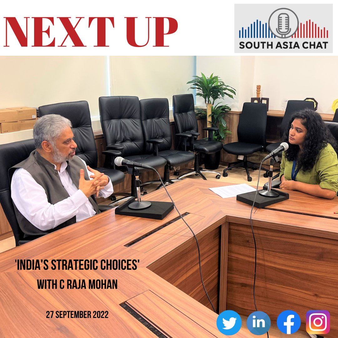 ISASNus's tweet photo. Stay tuned for the next episode of South Asia Chat with Prof C Raja Mohan @MohanCRaja and Ms Ramita Iyer @ramita_iyer.

Releasing on Tuesday, 27 September! https://t.co/bzgo7qDa1Y