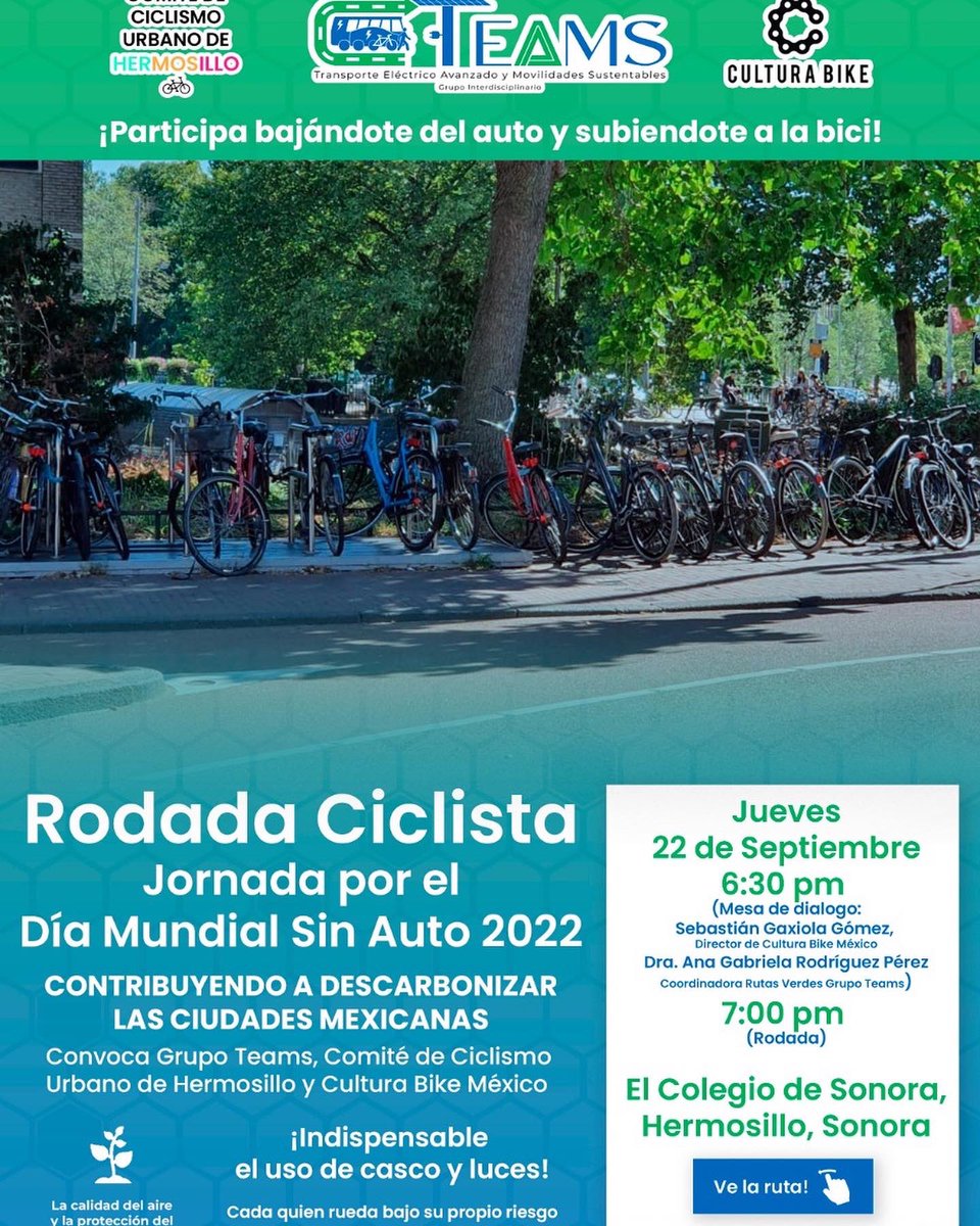 GabbyRodrguez11's tweet photo. @GrupoTeams @ComiteUrbanoHMO @culturabikehmo #Díamundialsinautomóvil 220922 https://t.co/BQcsIGwBTK