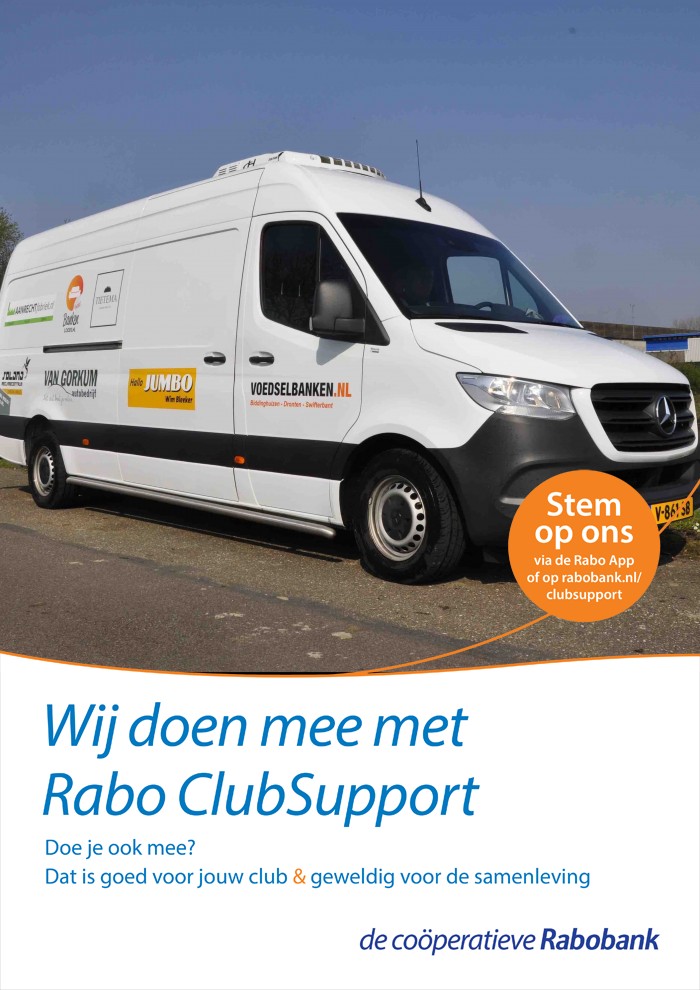 We hebben geld nodig voor onze nieuwe bus. Ben je lid van de Rabobank? Steun ons dan voor 27 september in de app of op buff.ly/3QVRfV3. Klanten kunnen eenvoudig lid worden. Geen klant? Steun ons dan op buff.ly/3f8kKFW