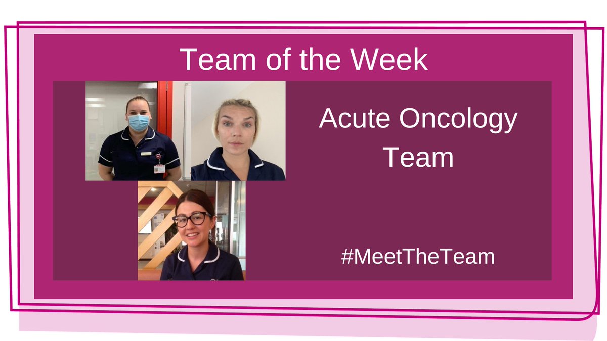 This week's #TeamOfTheWeek is the Acute Oncology Team who co-ordinate service and improve care for cancer patients requiring urgent support. The team do this by supporting the treating teams, patients and their families at the earliest opportunity. #ThankYou for all you do 💙