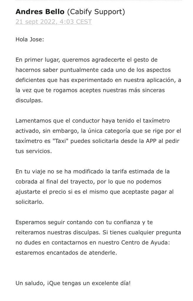 victorjavier's tweet photo. Es bonito que las empresas acepten con elaborados discursos que te están robando. @cabify_espana lo hace así para justificar que por un trayecto que en taxi (el que envió la propia App, y que llevó el taxímetro en marcha) cuesta 12,40€ te cobren 15,85€. Aprended! #cabifyno https://t.co/ARnm8cjlyQ