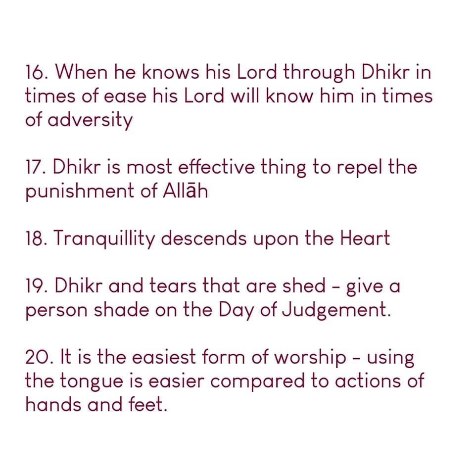 30 benefits of dhikr 📿♥️👇🏾 https://t.co/L0m2E3ZH2g - yours Didi🧕🏾🥀 ...