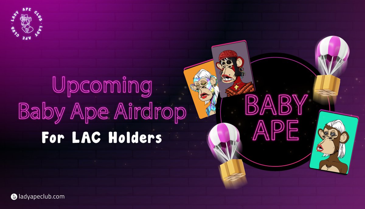 ladyapeclub's tweet photo. Great news LAC Holders!

Your #BabyApes will finally be airdropped to you! Please note that the airdrop will be based on the snapshot on🗓 October 15, 9:00 AM (UTC). Your Baby Ape's # will match the LAC # you are holding. 

Stay tuned!🥳

#LadyApeClub #LAC #Nfts https://t.co/VYmdM2Yoqr