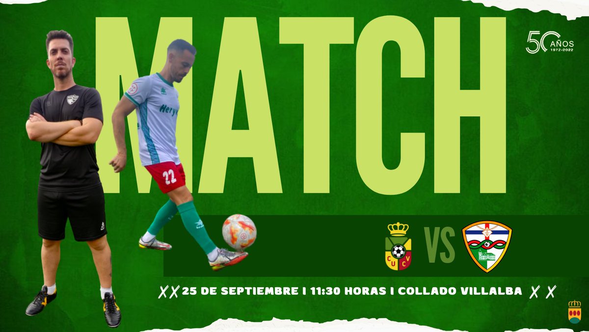 trivalvalderas's tweet photo. ⚽️ l El domingo el Primer Equipo viajará hasta Villalba 📍en su tercera jornada ⚡️.

¡#VamosTrival ❤️💚! https://t.co/0eNdjVuUOm