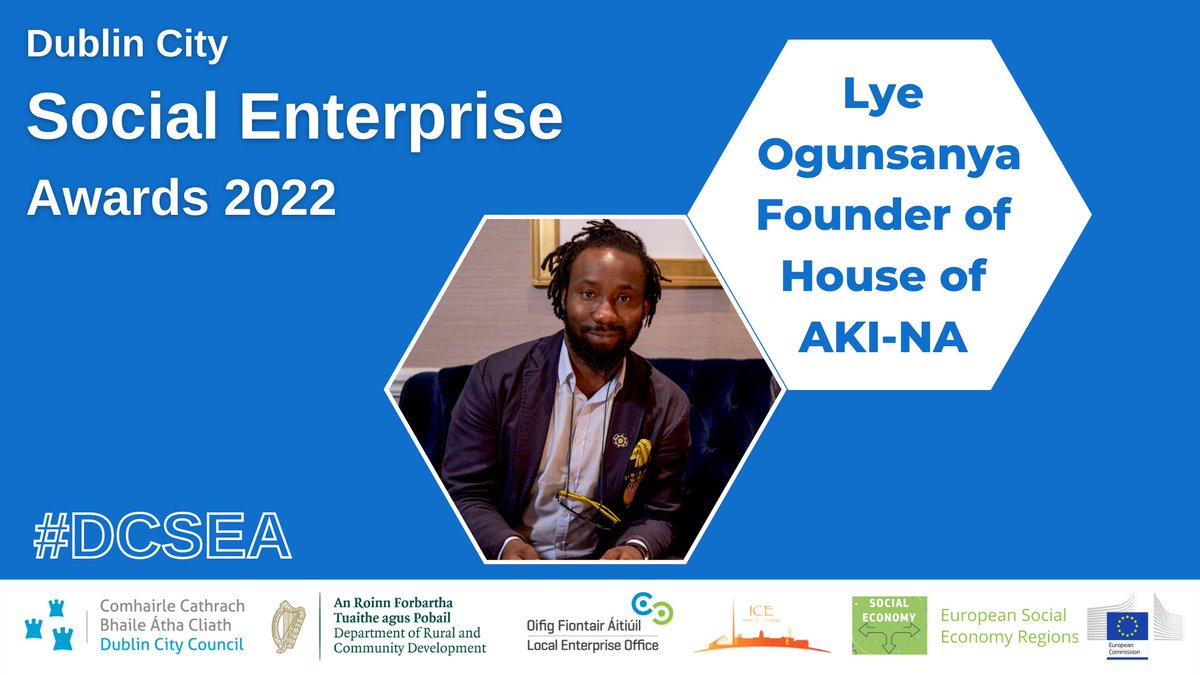 Joining us tomorrow will be Lye Ogunsanya from <a href="/HouseofAkina/">House of AKINA</a> to give an address. <a href="/DCCEconDev/">Economic Development Office</a> have worked together with them this year to create our wonderful #DCSEA trophies🏆. Looking forward to seeing them tomorrow! #SocEnt #Dublin

Click here to sign up bit.ly/3Upmz1J