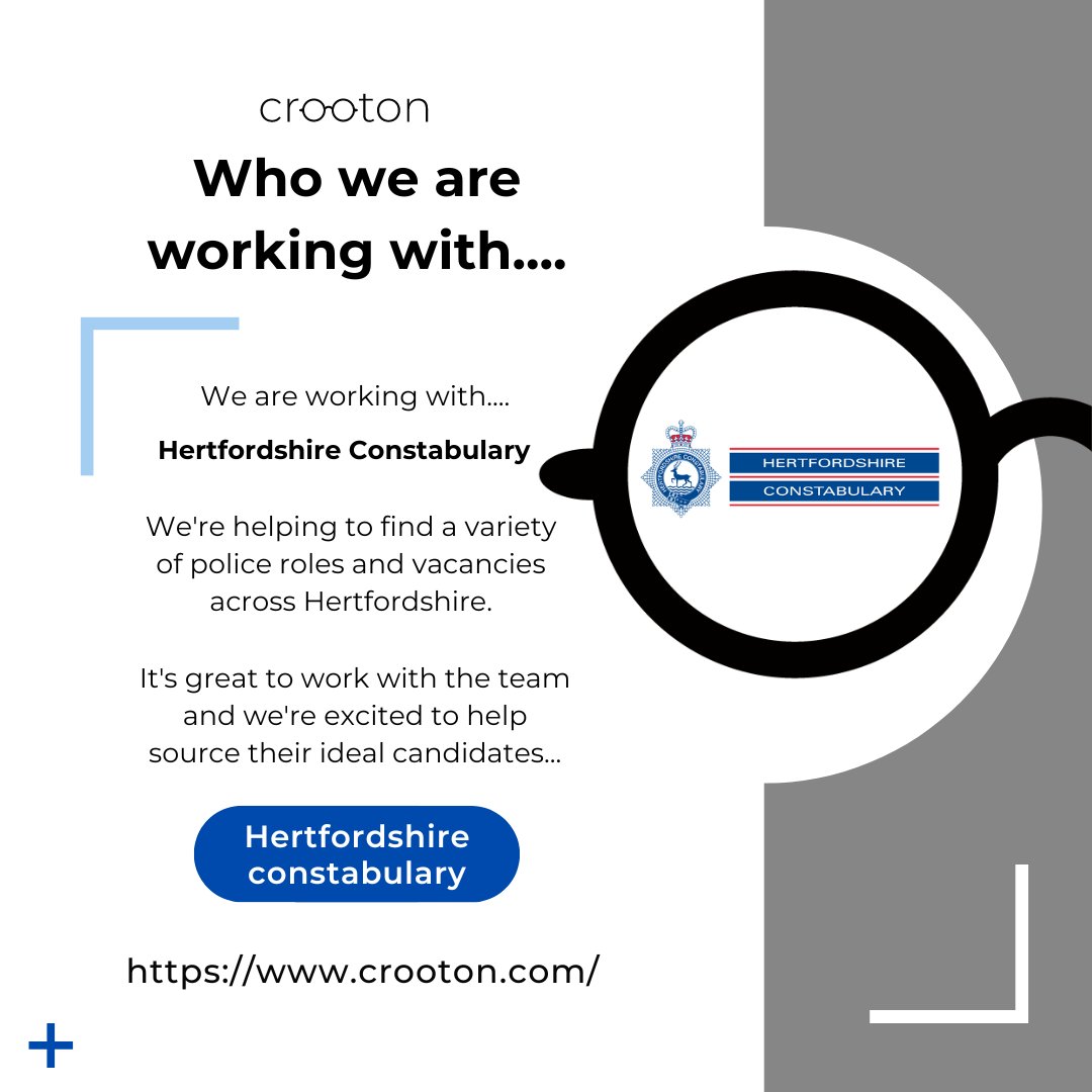 crooton1's tweet photo. We are happy to announce that we are working with Hertfordshire Police... 
https://t.co/oXi9mtdHka 
#recruitment #recruitmentmarketing #marketing #business #businessrecruitment #police #hertfordshire #constabulary #clients #ourclients https://t.co/YfaP2SEFuO