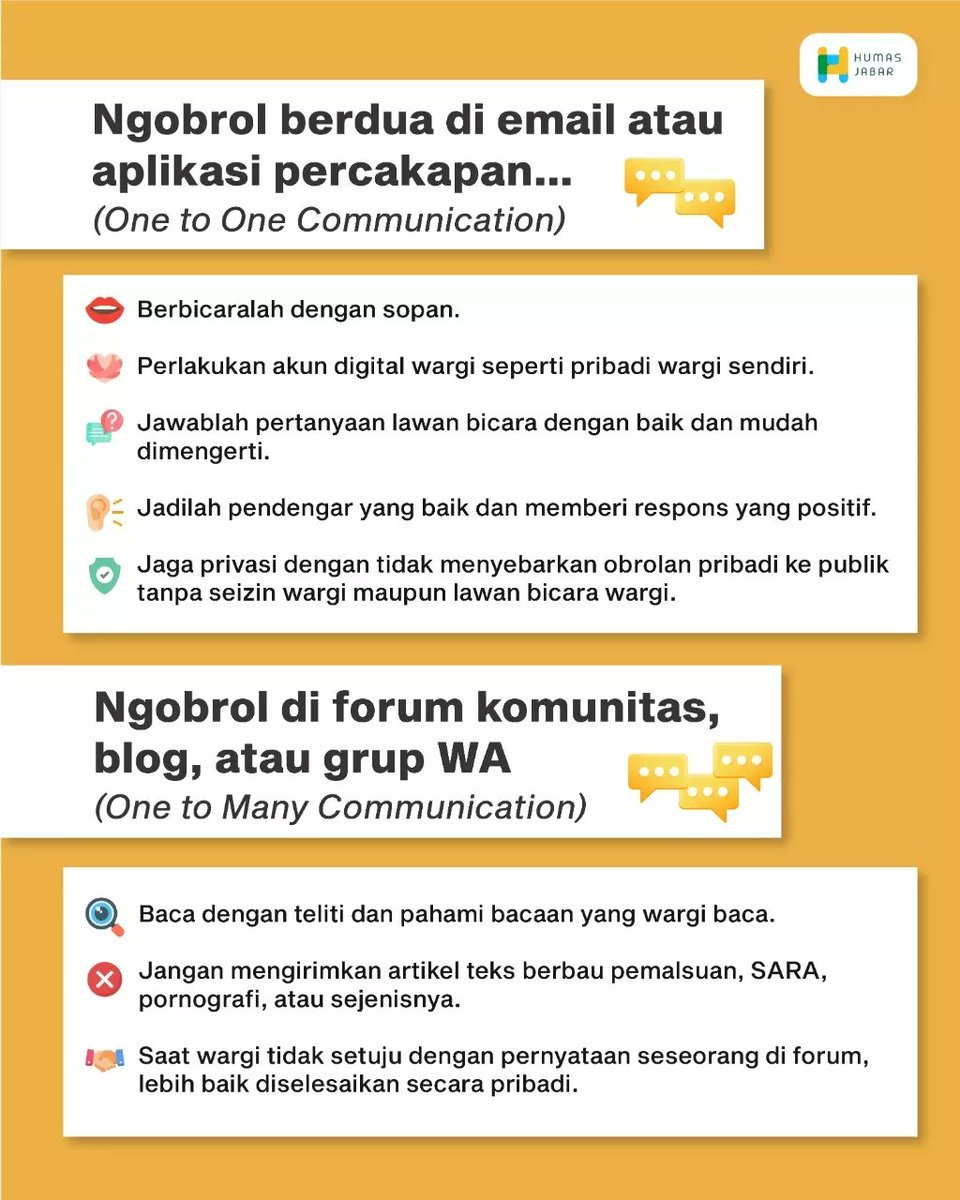 humasjabar's tweet photo. Jaga ucapan, perasaan di ruang siber. Walaupun wargi ngobrol berdua atau banyakan, tetap harus jaga etika di ruang siber, ya. Pastinya biar tak ada hati yang terluka dong πβ€οΈ
@ridwankamil @diskominfojabar @jabarsaberhoaks
#JabarJuara #RidwanKamil #RuangSiber https://t.co/zYN8sRHrlL