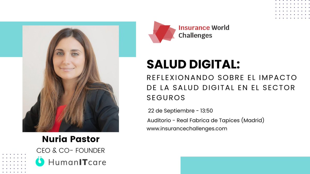 _vitalera's tweet photo. 📌 Join us tomorrow to our talk about the impact of #digitalhealth in the insurance sector at the #InsuranceChallenge organized by Community of Insurance!

Don't miss it!🚀
📅22 september - 13:50hs
📍Auditorio - Real Fabrica de Tapices (Madrid) https://t.co/nsOVWbPKs0