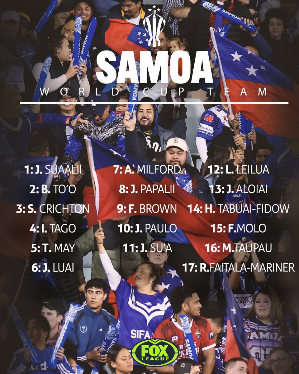 FOXNRL's tweet image. The Samoan World Cup side is shaping up as a dream team of NRL stars with Joseph Suaalii the latest to join their ranks 🤯⭐🔥

STORY 👉 bit.ly/3xBT6Yo