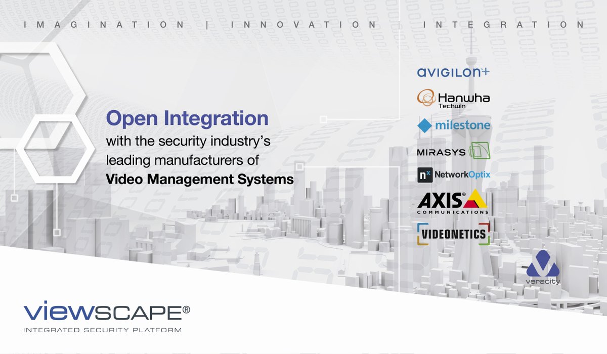 VeracityGlobal's tweet image. VIEWSCAPE offers a command and control solution that enables 360° situational awareness for complex security systems comprised of multiple third-party systems.
VIEWSCAPE integration technology partners. ow.ly/oFWL50KO0FC 
sales@veracityglobal.com 
#OpenIntegration
