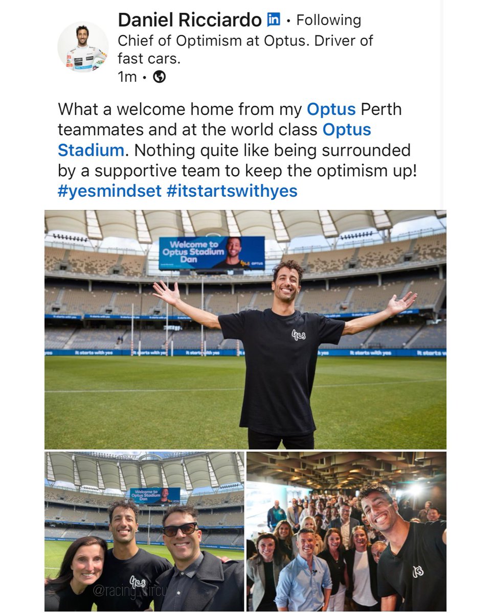 circus_racing's tweet photo. Danielโs post on #LinkedIn #DanielRicciardo #yesmindset #optimism https://t.co/vxHwfpof6F