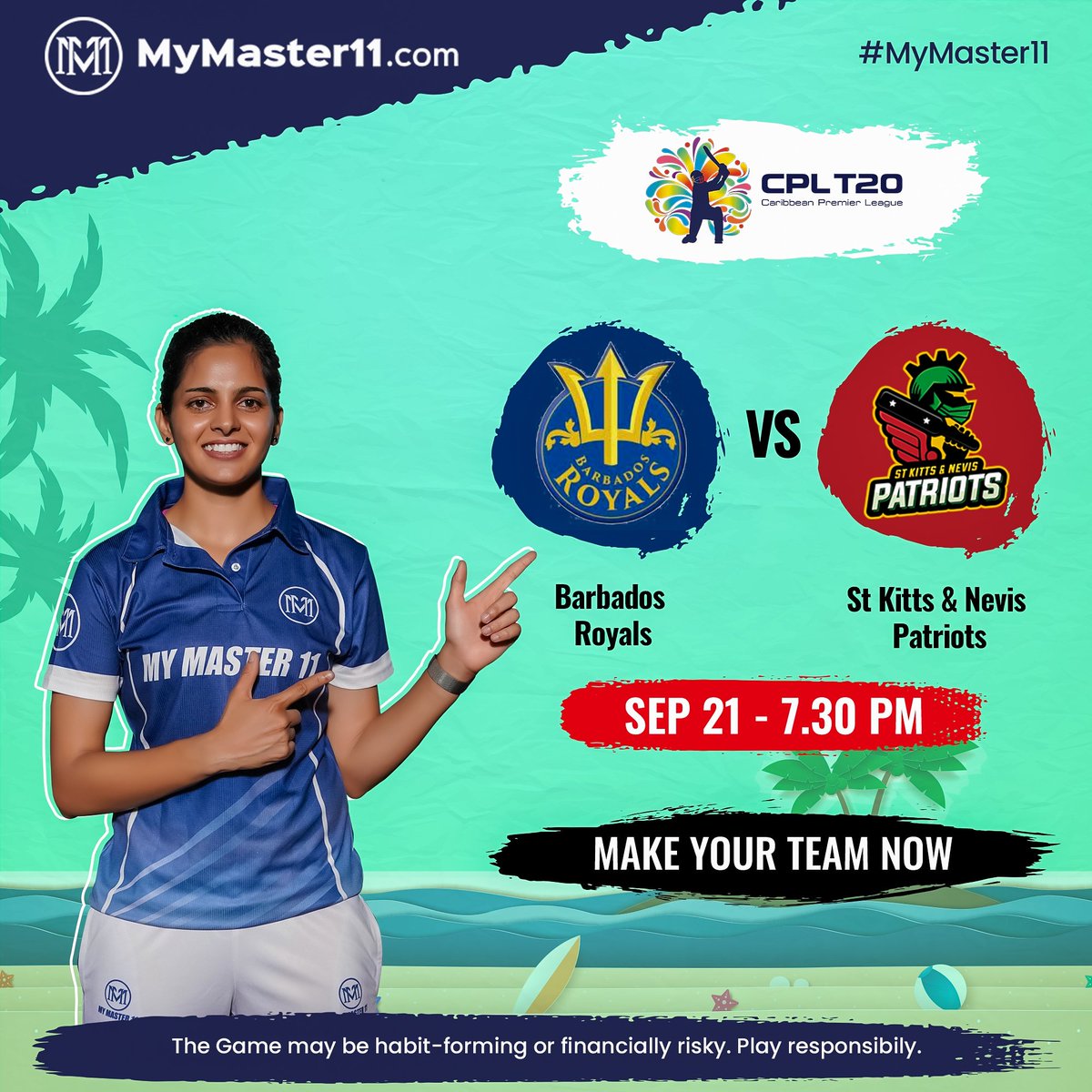 MM11official's tweet photo. 👑 St kitts Nevis and Patriots vs Barbados Royal 👑
.
Make your team now at 👉MyMaster11👈 and win 🏆exciting prizes and cash rewards.🏆 
.
Download now👉👉:- https://t.co/t4F9la1u8v
.
#brw #tkrw #brwvstkrw #tkrwvsbrw #jamaciatallawahs #stkittsnevispatriots #harmanpreetkaur https://t.co/D1nr8AheiB