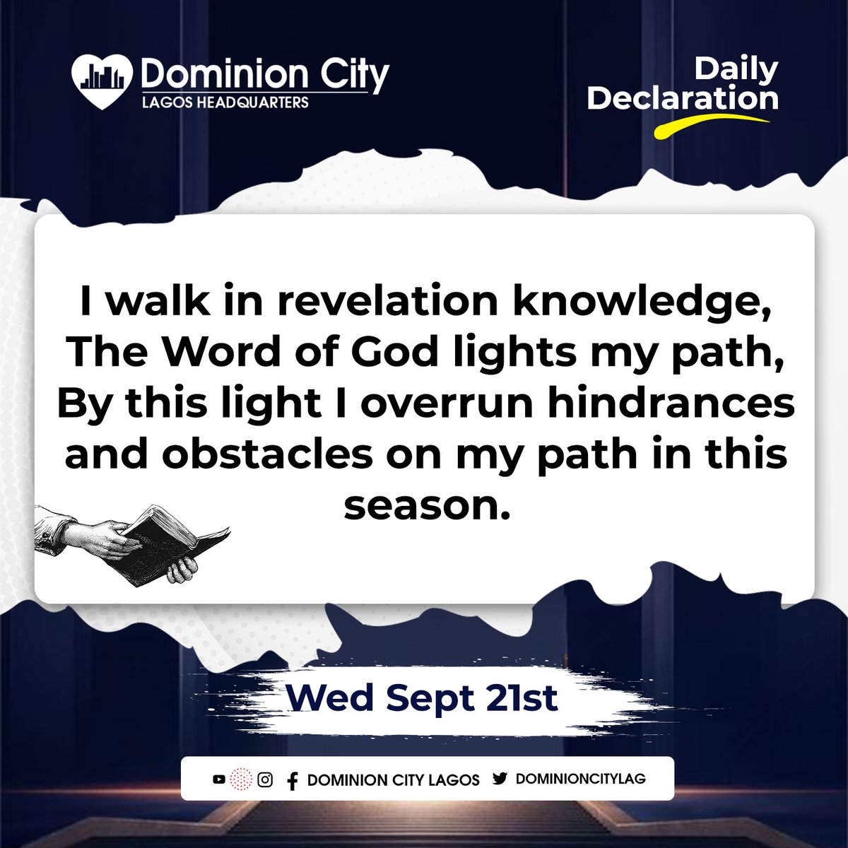 dominioncitylag's tweet photo. You overrun hindrances and obstacles on your path this season in Jesus Name.
#DominionCity
#DCLagosHQ
#DailyDeclarations
#DCDeclares https://t.co/BFW7nJ2fsv
