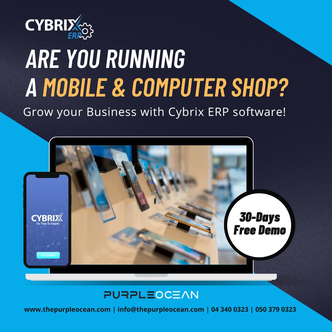 cybrixerp's tweet photo. #CYBRIX #ERP #software #solution has a broad range of features for #Mobile & #Computer #stores like Integrated #Accounting, #Inventory #Management #System, IMEI Tracking, Serial Number Tracking, Real-Time sales/Stock & more.
#cybrixerp #mobileshops #copmutershops #erpsoftware https://t.co/5PYw57pp1N