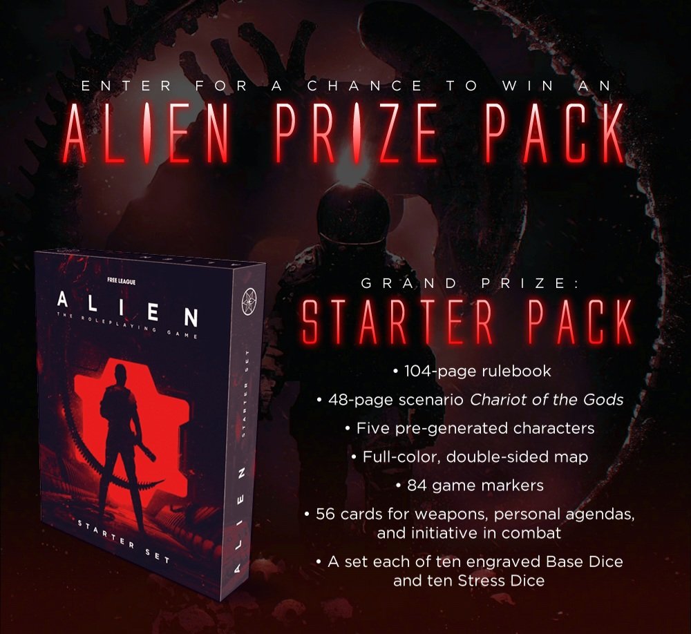 HWRPodcast's tweet image. To celebrate the release of our #AlienRPG Actual play finale, we are partnering with @FreeLeaguePub to do an amazing Starter Set giveaway plus 3 pdf runner up prizes. 
To enter:
▶️Follow
▶️Like
▶️Retweet
▶️Comment with your favourite alien
Closes October 1st