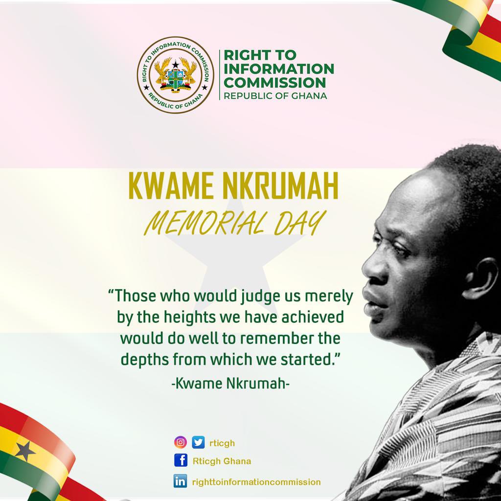 rticghana's tweet photo. Happy Kwame Nkrumah Memorial Day!

#RTIGh🇬🇭
#KnowTheRTIAct989
#IDUAI2022 https://t.co/dbmnyj1W7I