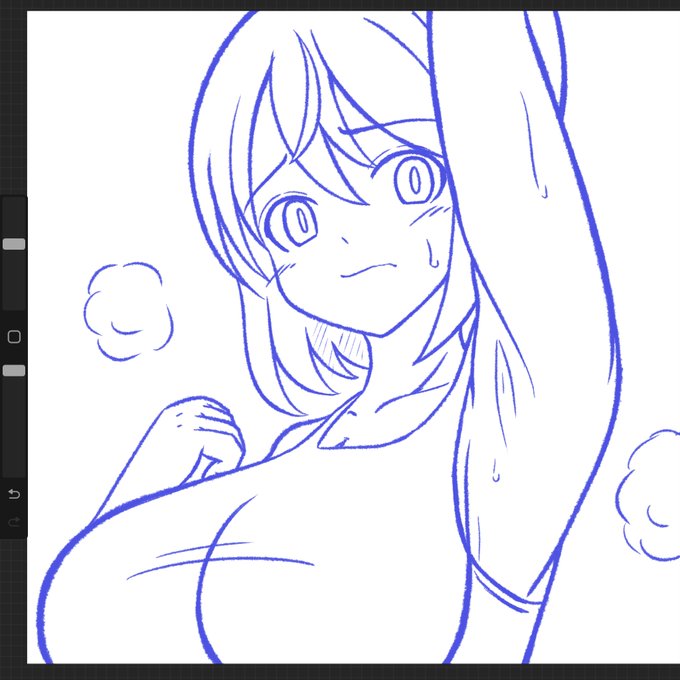 ラフ。

ラフの線を線画で使う手ぶれ補正強めのペンで引いてみた。

線画にしていく。 https://t.co/XOddyG70sM 