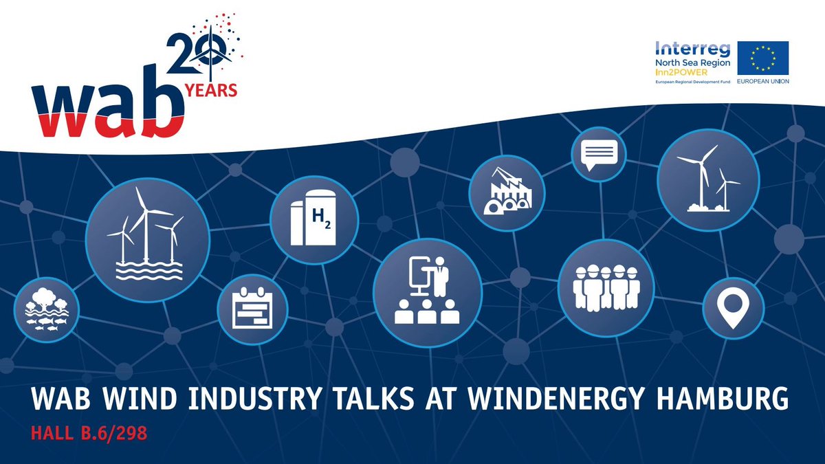 Join our 'WAB #WindIndustry Talks' at @WindEnergyHH in hall B.6/298, right next to the WAB joint stand! With presentations by @SiemensGamesa @LHIND_DLH, @lhyfe_de, Steelwind Nordenham, MML Solutions, Dost Group, @Formosanbs, and WAB e.V. 👉bit.ly/3BZ9kO2 #offshorewind