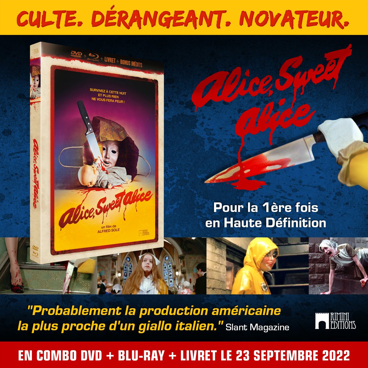 RiminiEditions's tweet photo. 🔥 Sortie après-demain pour la 1ère fois en HD de #AliceSweetAlice, nouveau titre de notre #collectionANGOISSES
4/5 au film sur le site https://t.co/4cGwFvORMf, et à propos de notre édition "Superbe remasterisation de l'image" 🙏
https://t.co/EVyl2F3Btx
#BrookeSHIELDS https://t.co/KJgDg9a4RD