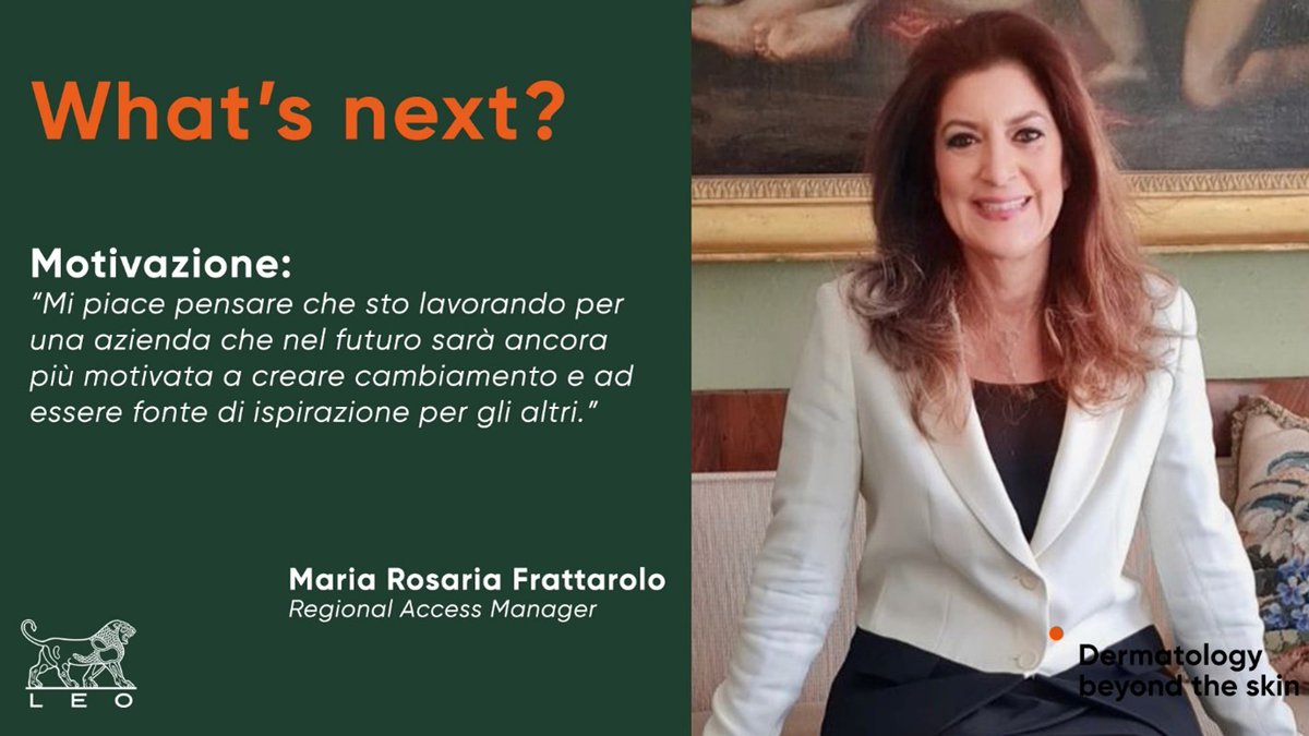 LEOPharmaIt's tweet photo. Maria rosaria frattarolo, Regional Access Manager, descrive il futuro di LEO Pharma con la parola “Motivazione”.

#PioneeringTogether #dermatologybeyondtheskin https://t.co/ThBvZAwAv8
