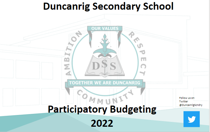 DuncanrigScndry's tweet photo. Great conversations with our Parent Council last night as part of our consultation for our participatory budgeting! @SLCEquity #TogetherWeAreDuncanrig #itsSLC https://t.co/c4CO5WJAk2