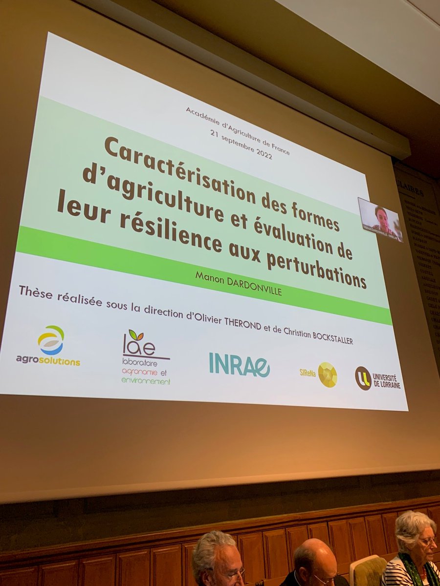Audition ce matin de Manon DARDONVILLE médaille d'argent Dufrenoy 2022 pour ses travaux sur la caractérisation des formes d'#agriculture <a href="/INRAE_France/">INRAE</a>
