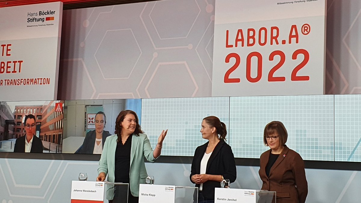 SaskiaFreye's tweet photo. Die #Transformation kann nur gelingen, wenn sie demokratisch und mitbestimmt gestaltet wird. Dafür brauchen wir eine #Mitbestimmung für das 21. Jahrhundert. Tolles Panel #labora22 mit 
@jo_wenckebach @michaklapp @_verdi @igbce @dgb_news @IGMetall @ArbeitsrechtHSI https://t.co/xse1SjUyoz