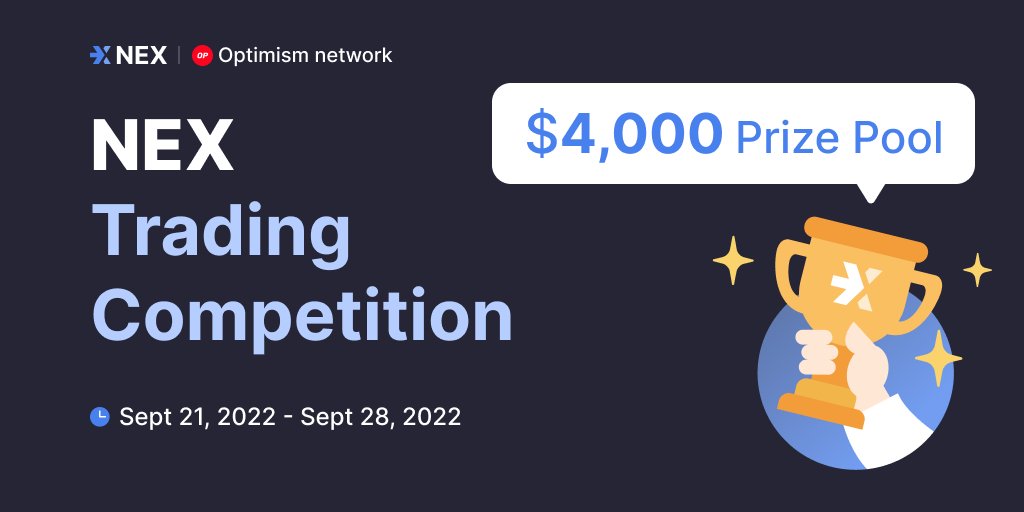 To participate,
✅RT this tweet
✅Post your Twitter username &amp; the wallet you will be using to participate to Discord #trade-comp channel
Details 👇 medium.com/@nex_market/f5…