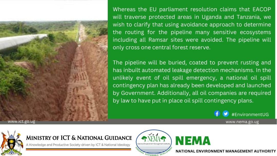 According to ESIA report done by @nemaug the oil pipeline is to cross only one central forest reserve avoiding to cross all sensitive ecosystems.
#EnviromentUG #MWEWorksUg @min_waterUg @MoICT_Ug