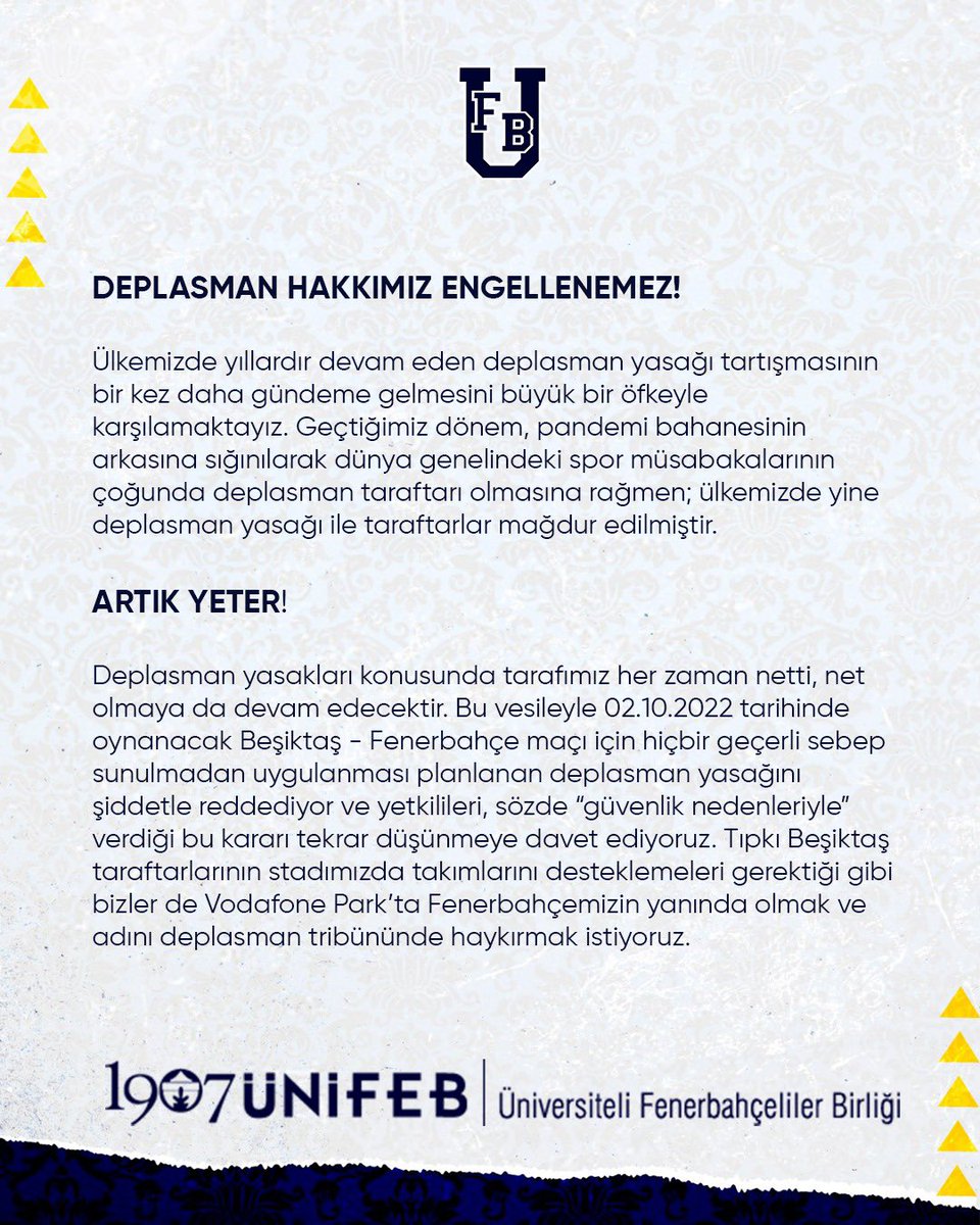 1907unifeb's tweet photo. SANA GELEN YOLLAR YASAKLA KESİLMEZ! https://t.co/21QBwIBOFe