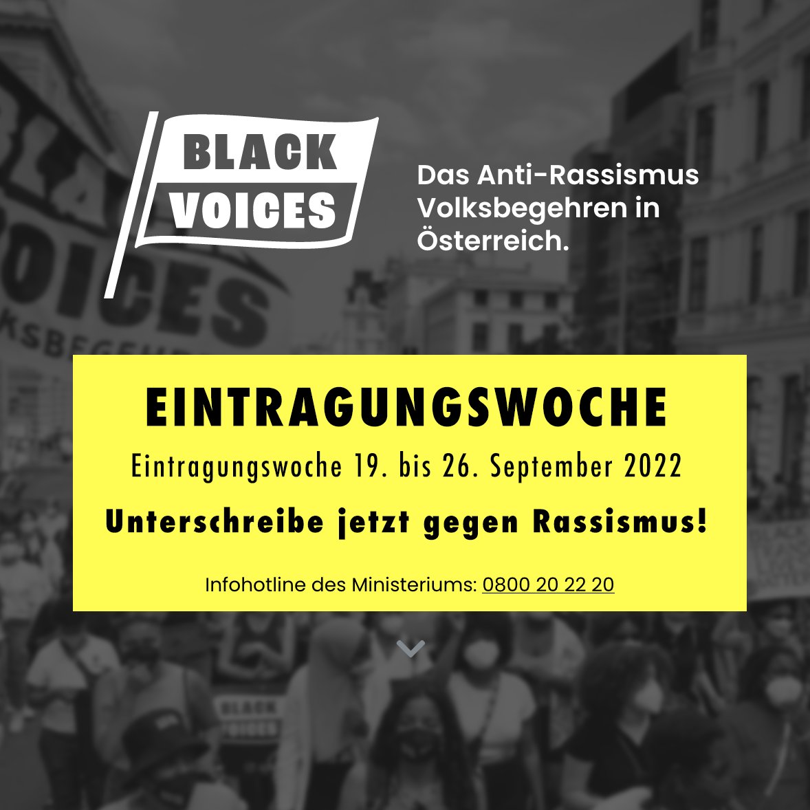 Das #BlackVoicesVolksbegehren unterschreiben! Diese Woche auf allen Gemeindeämtern und online via Handysignatur. Unsere Stimmen gegen Rassismus! Mehr Infos hier: blackvoices.at