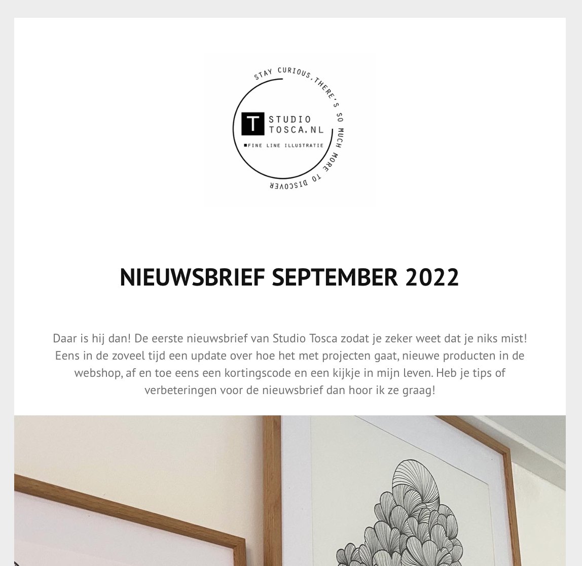 N I E U W S B R I E F! Hij doet het! 🥳 Surf naar studiotosca.nl (wacht vijf seconden) en meld je aan! 🤞🏻 In de eerste nieuwsbrief vertel ik je alles over het kinderboek, de duurzame art collectie &amp; misschien zit er ook wel een kortingscode in!