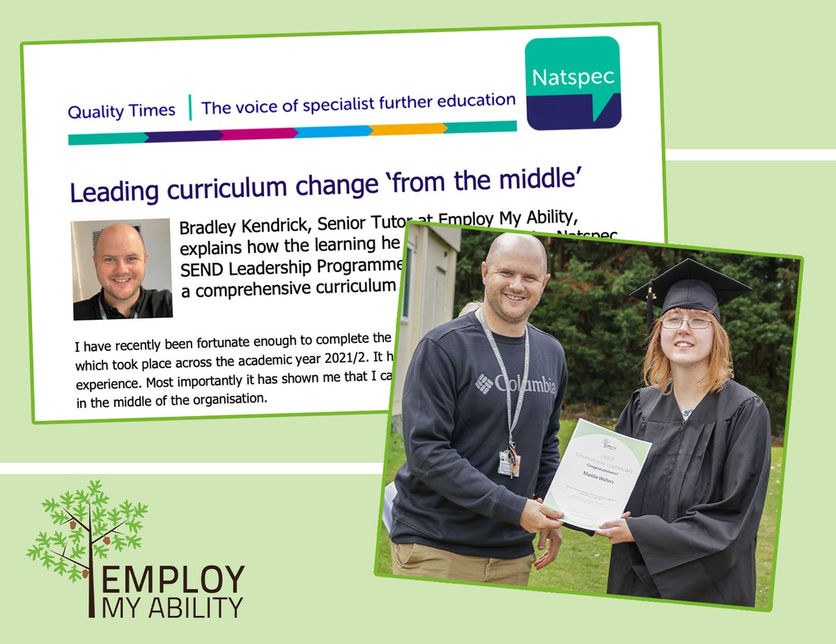 Senior Tutor Bradley Kendrick recently contributed to the latest issues of the <a href="/Natspec/">Natspec</a> Quality Times. Read the full article on our website: 

employmyability.org.uk/leading-curric…

#education #leadership #SEND #Dorset