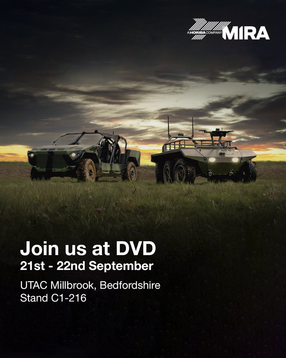 MIRAEngineering's tweet photo. We're at @dvd_event today, drop by our stand C1-216,  meet our experts and learn about our extensive work in the defence sector. We look forward to seeing you! 

#dvd2022 #defence #horibamira #defenceengineering #defenceindustry https://t.co/gpab9sfNuA