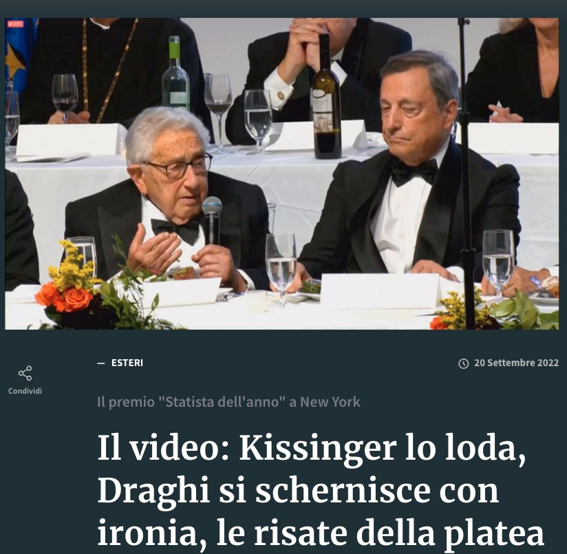 Anna33289994's tweet photo. #Kissinger
Stesso premio
Domanda:quindi #Pinoche ha avuto il riconoscimento come statista dell'anno ?
Complimenti a #Draghi ,si vede che lo ha meritato,secondo gli standard americani😏 https://t.co/ylXdulK3Z5
