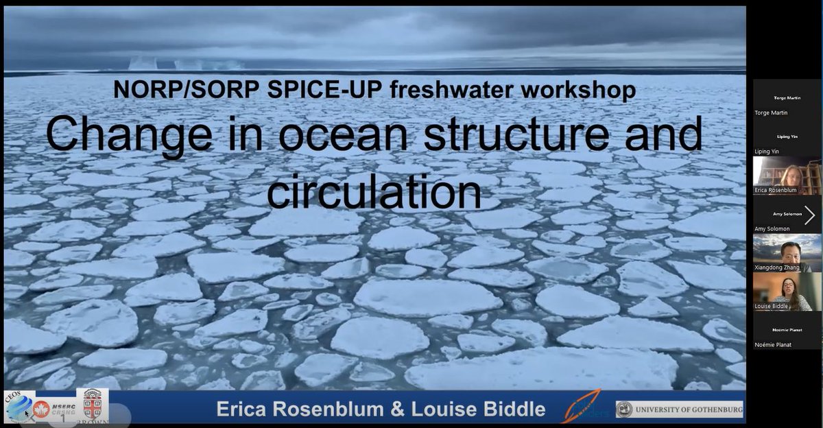 WCRP_CLIVAR's tweet photo. Day 2 of the SPICE UP workshop. Keynote from Louise Biddle and Erica Rosenblum reviewing the Changes in ocean structure and circulation. Also a plenary discussion to summarize the outcome of topic 1. A busy schedule. https://t.co/1rCZ3aEy8y