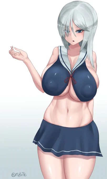これは描く度に肉感や顔が変わってしまう白髪のうちの子(しかもセーラー水着)
色々試してると変化が起きやすい…
#オリジナル 