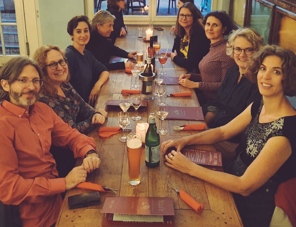econcrit's tweet photo. Lovely to meet in Münster and work together! (Sadly not everyone could stay for the last supper)
Intruiging talk by guest speaker #EimanZeinElabdin, too. #ColaborativeWork #EconomicCriticism https://t.co/7YCoSIVc19