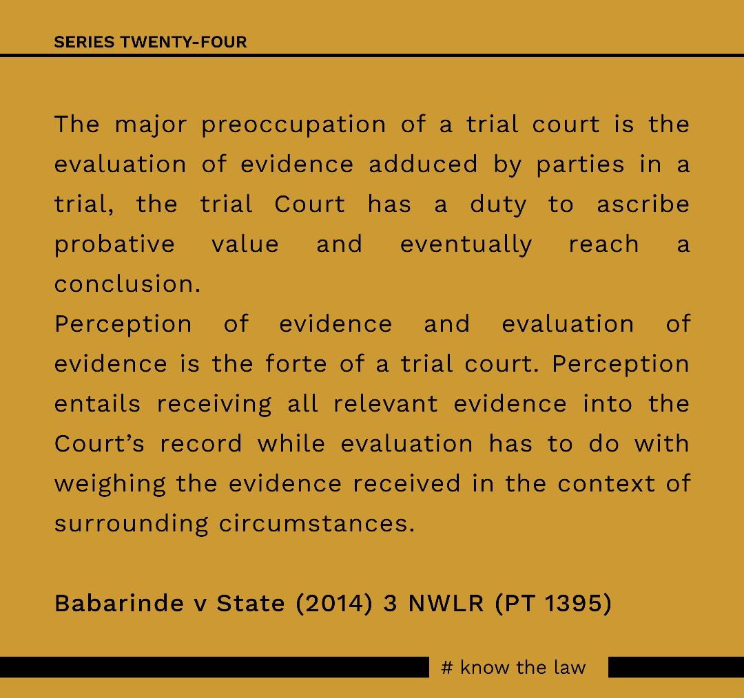 knowthelaw_'s tweet photo. Evaluation of evidence is the preoccupation of a trial court. https://t.co/rh8CkuGAyA