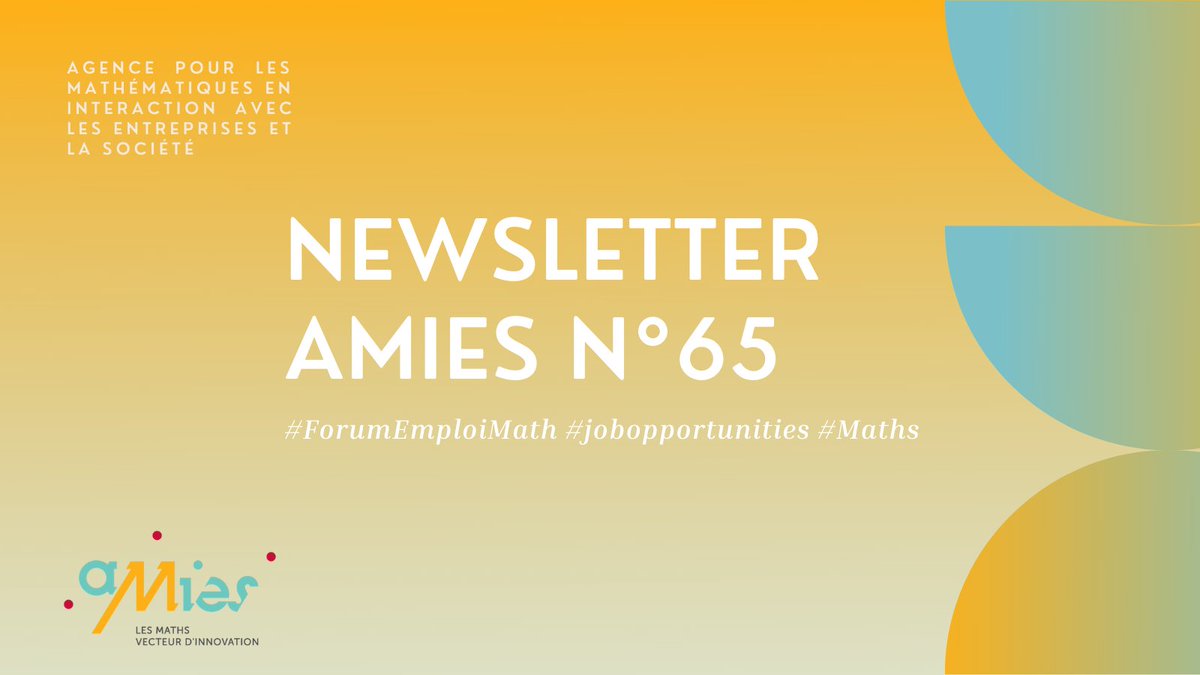 AMIES_Math's tweet image. Newsletter AMIES n°65 spéciale #ForumEmploiMaths !

👉agence-maths-entreprises.fr/newsletter/new…

@SocMathFr @StatFr  @SMAI_media @TwittFMJH @roadef