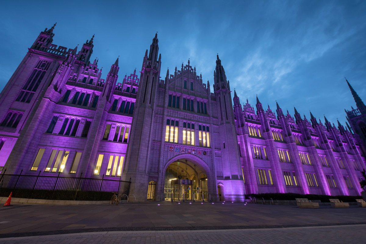 TauRx's tweet photo. It’s #WorldAlzDay and we’re proud to have lit up Marischal College in purple to raise awareness of dementia and highlight the importance of post-diagnosis support.

Read more about why supporting this campaign is so important to us, here: https://t.co/G0950Y2jc4

@AlzDisInt https://t.co/hIHM0qtcYe